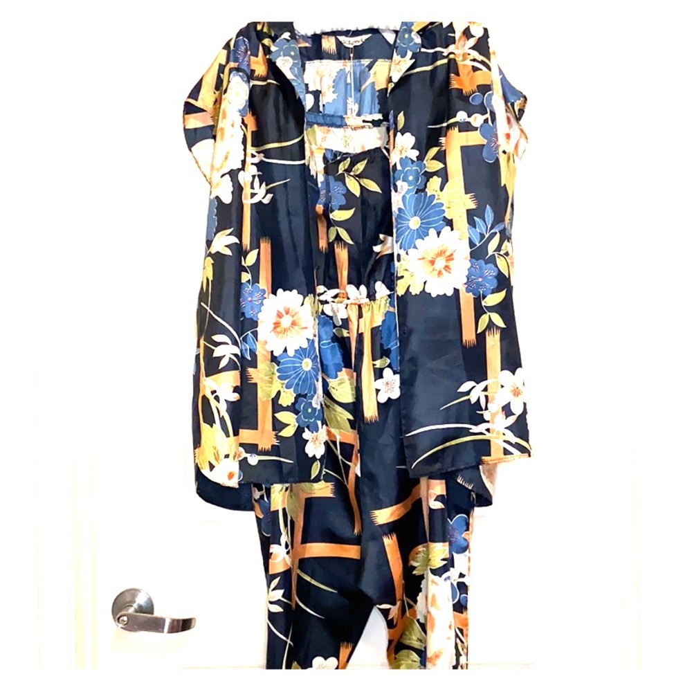 2 pc jumpsuit + blouse silk